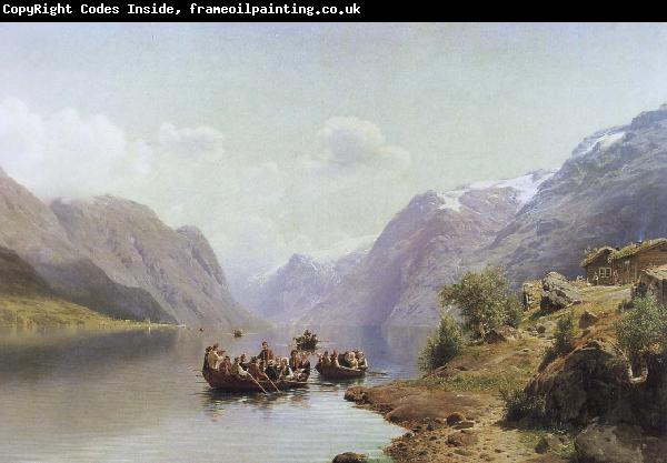 unknow artist brudfard pa hardangerfjorden